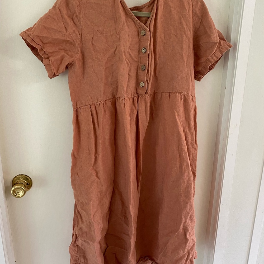 LinenbyMN coral mama dress